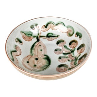 Vintage m.a. Hadley Pink and Green Fruit Serving Bowl For Sale