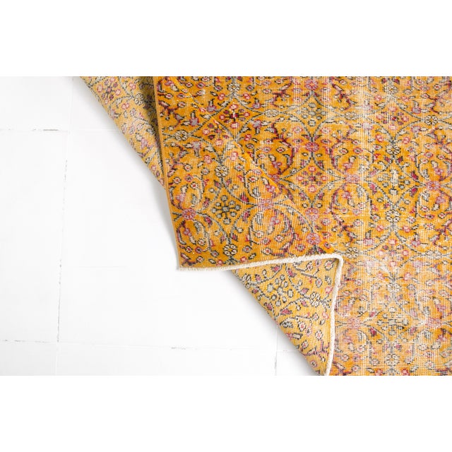 Orange Handknotted Anatolian Kurdish Rug For Sale - Image 9 of 10