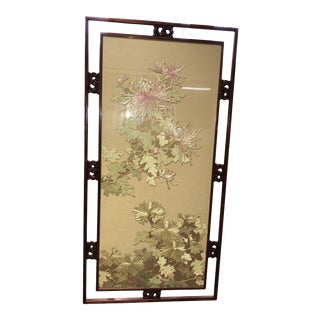 Vintage Large Asian Silk Embroidery in Rosewood Frame For Sale