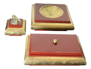 Ashtrays in Brass and Enamelled Wood, Italy, 1970s, Set of 3