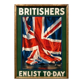 Guy Lipscombe - Britishers Enlist to-Day, Wwi Recruitment Color Lithograph, C. 1917 For Sale