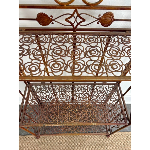 Brown Vintage French Country Folding Baker's Rack For Sale - Image 8 of 11