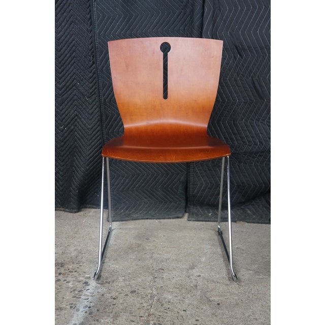4 Mid Century Scandinavian Modern Bentwood Plywood Stacking Dining Side Chairs For Sale - Image 9 of 18