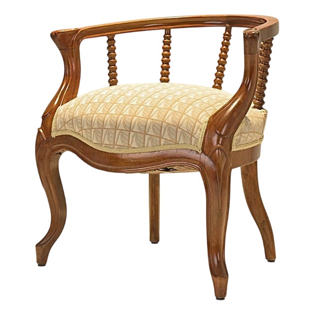 Late Biedermeier Upholstered Walnut Armchair, Germany, 1870s For Sale