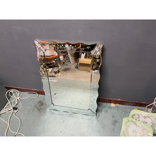 Venetian Etched Wall Mirror, Italy, 1960s For Sale - Image 7 of 12