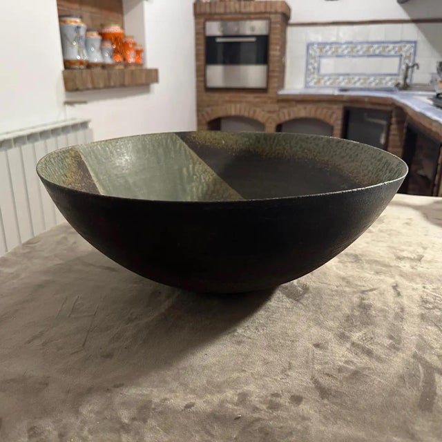1960s Organic Modern Stoneware Large Bowl by Nanni Valentini for Ceramica Arcore For Sale - Image 11 of 12