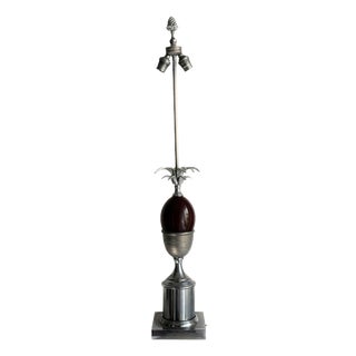 Vintage Pineapple Table Lamp in Chromed Brass and Amber Bakelite, 1970 For Sale