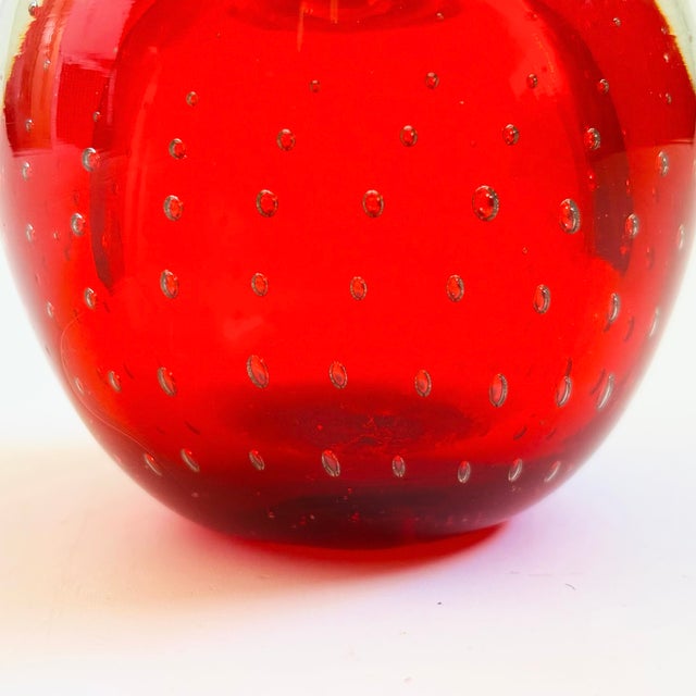 Late 20th Century Vintage Art Glass Apple Paperweight With Controlled Bubbles For Sale - Image 5 of 8