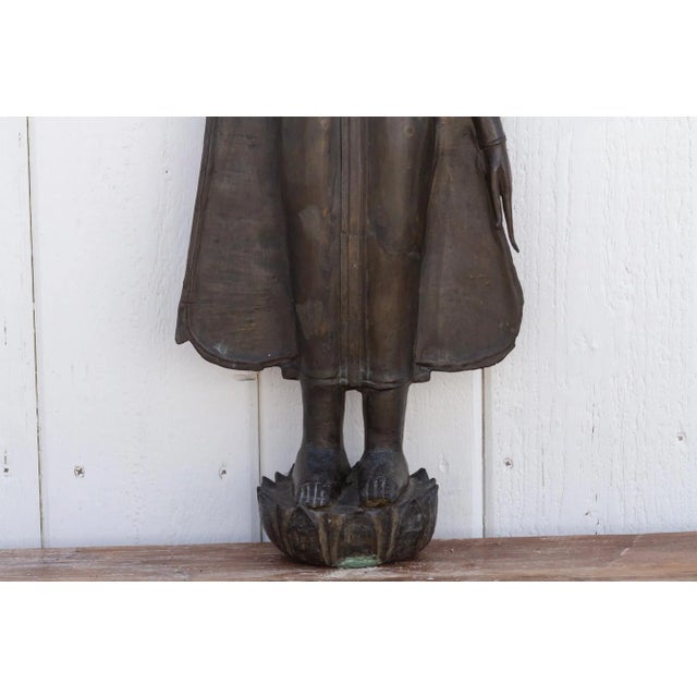 Tall Antique Bronze Thai Buddha For Sale In Los Angeles - Image 6 of 12