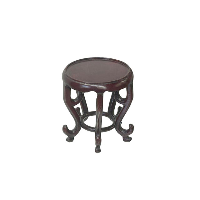 3" Oriental Reddish Brown 5 Legs Round Wood Stand Riser Easel For Sale In San Francisco - Image 6 of 6