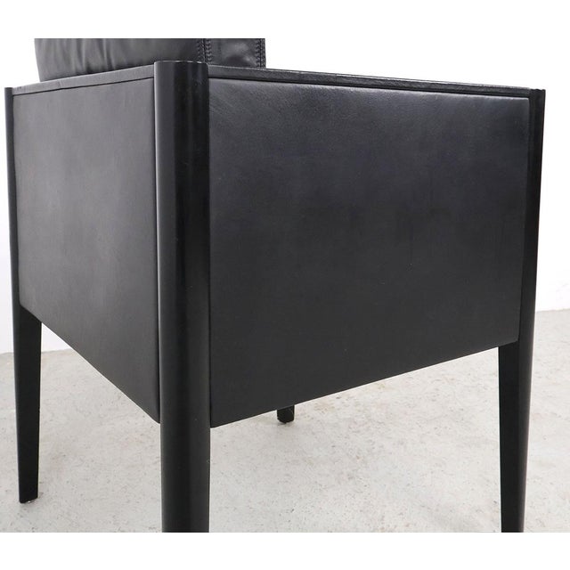 Arco Cubist Black Leather Chairs, 1980s, Set of 4 For Sale - Image 11 of 14