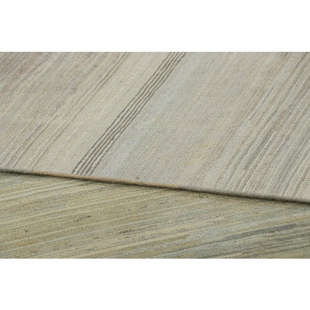 Textile Rug & Kilim’s Textural Rug With Green, Beige and Light Blue Stripes and Striae For Sale - Image 7 of 7