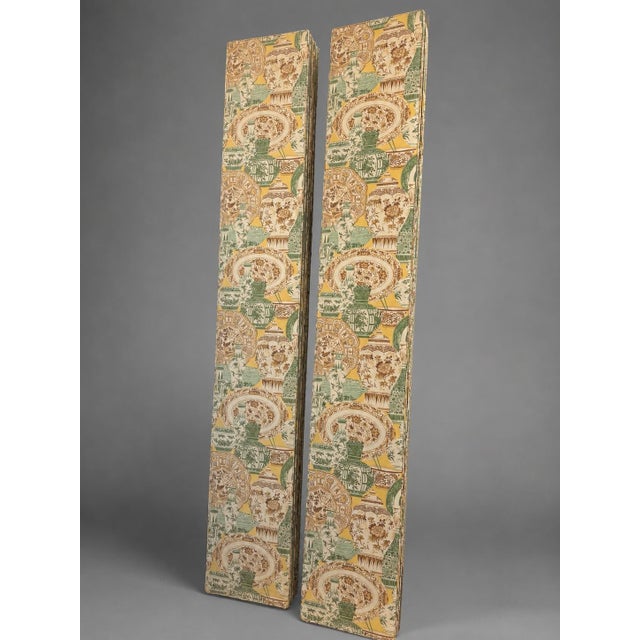 Textile Monumental Chinoiserie Decorated Four-Panel Upholstered Floor Screen (2 Avail) For Sale - Image 7 of 8