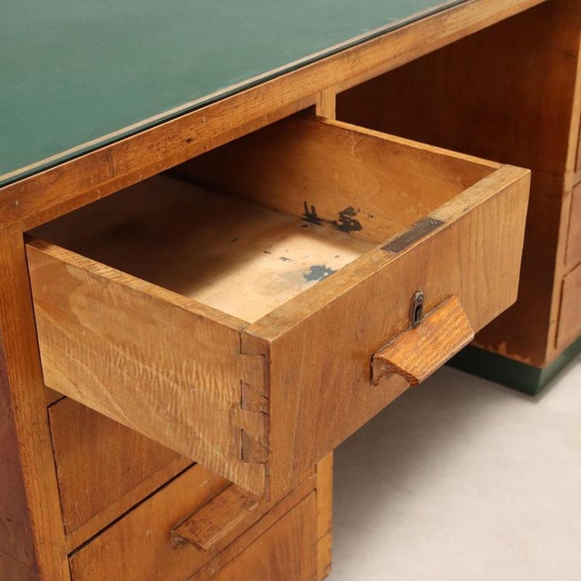 Vintage Writing Desk in Oak Veneer, 1940s For Sale - Image 3 of 10
