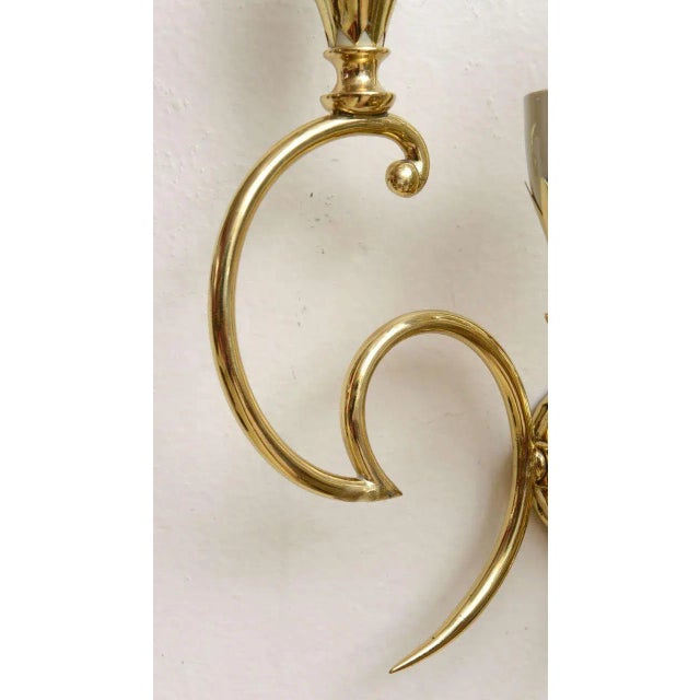 Brass Italian Brass Sconces - Pair For Sale - Image 8 of 10