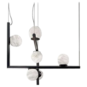 Ofione Double Shiny Black Metal Pendant Lamp by Alabastro Italiano