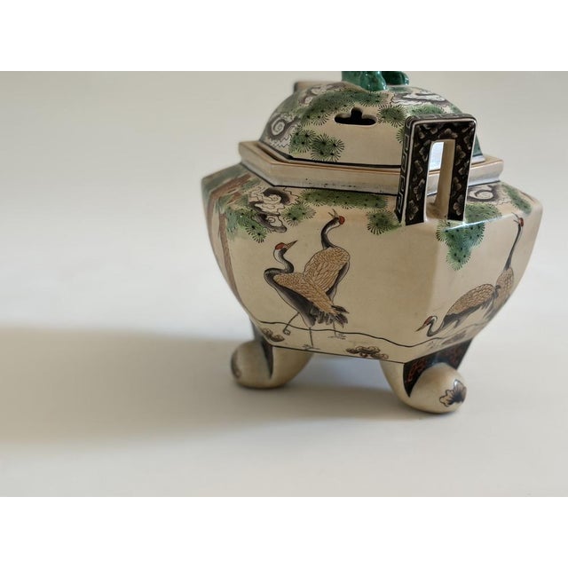 Meiji Japanese Kutani Porcelain Koro Incense Burner, 1890s For Sale - Image 3 of 5