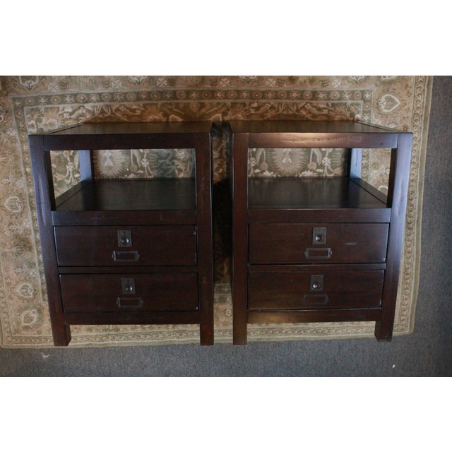 Campaign Style Pottery Barn Rhys End Tables a Pair Chairish