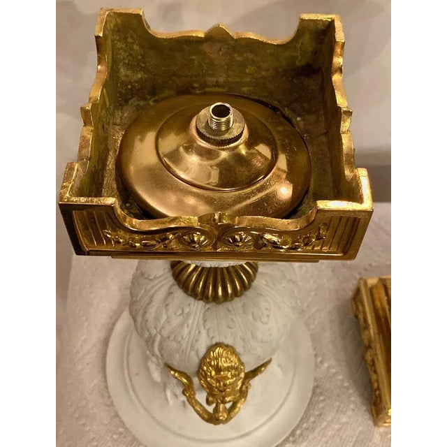 Neoclassical Sevres Parian and Doré Bronze Mounted Urns or Vases 1920s a Pair For Sale - Image 10 of 11