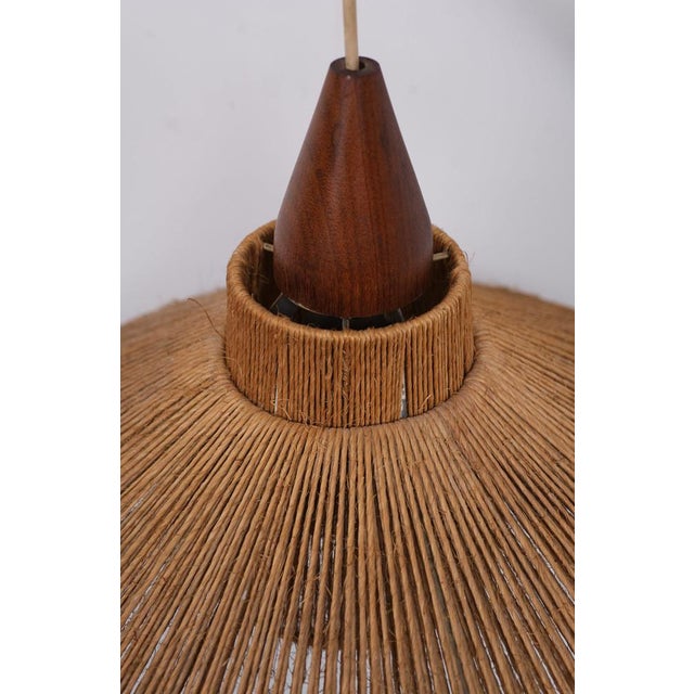 Wall Lamp in Teak and Sisal from Temde, Switzerland, 1960s For Sale - Image 8 of 9