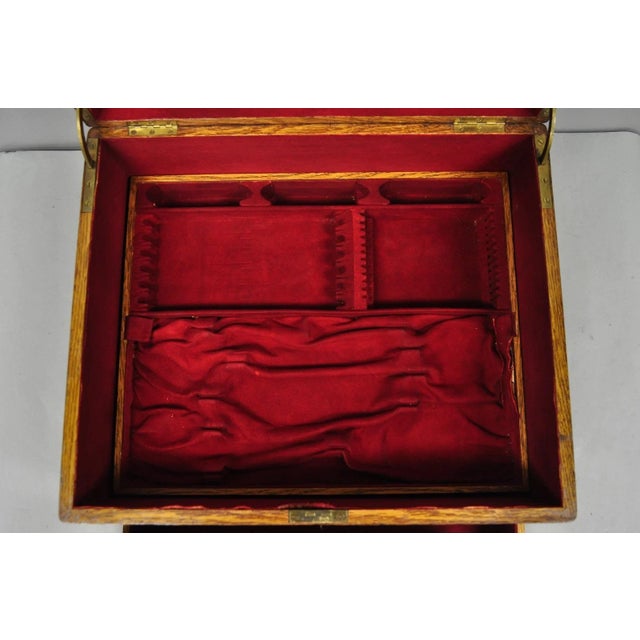 Antique Arts & Crafts Quartersawn Oak Fitted Silverware Case Flatware Chest Box For Sale - Image 15 of 18