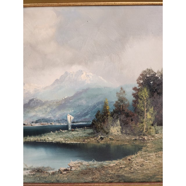 Mid 20th Century Mid 20th Century Gorgeous Original Oil Landscape Painting in the Style of the Hudson River Schools For Sale - Image 5 of 11