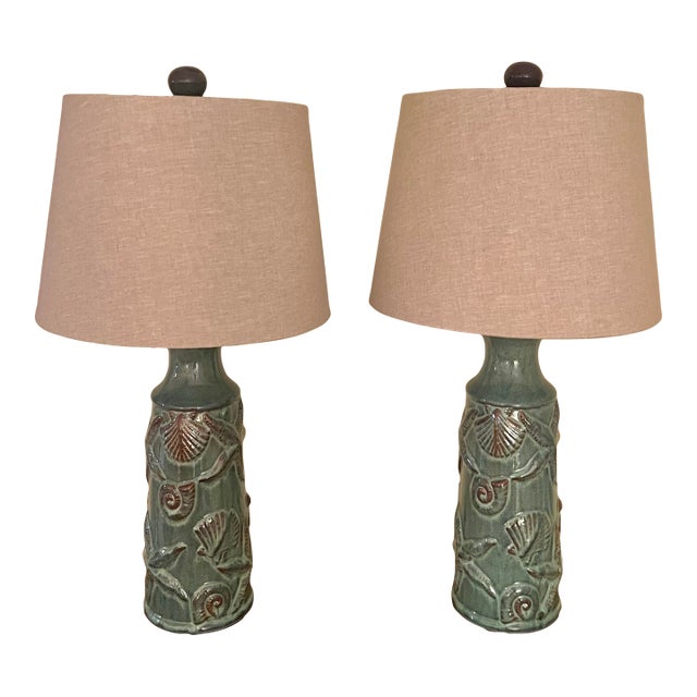 Vintage Pair Nautical Ceramic Lamp -2 For Sale