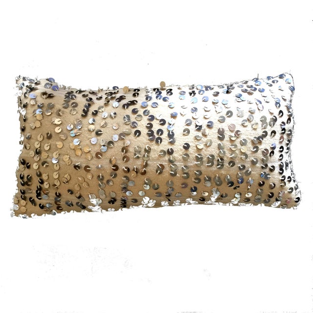 Handira Moroccan Full Sequin Wedding Blanket Pillow Cover For Sale - Image 4 of 4