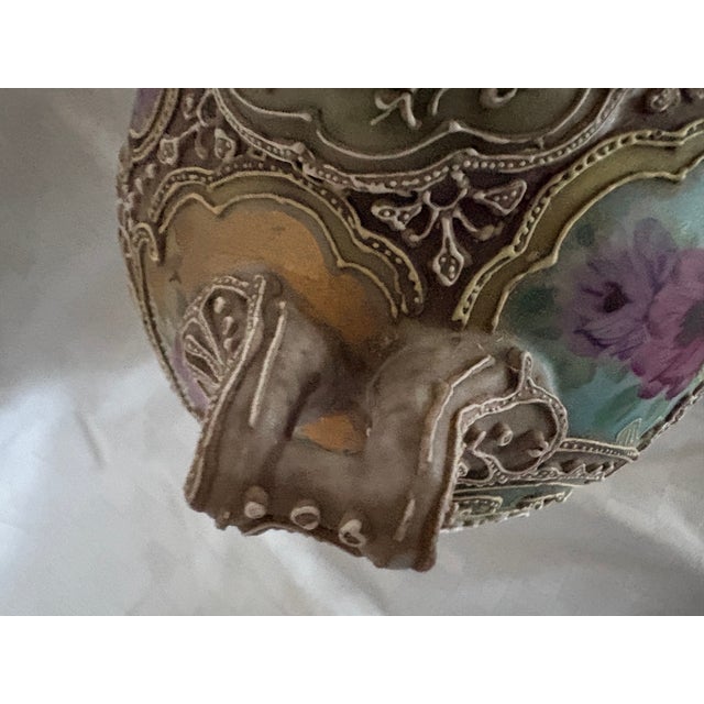 Late 19th C Japanese Double Handles Moriage Porcelain Vase For Sale - Image 16 of 16