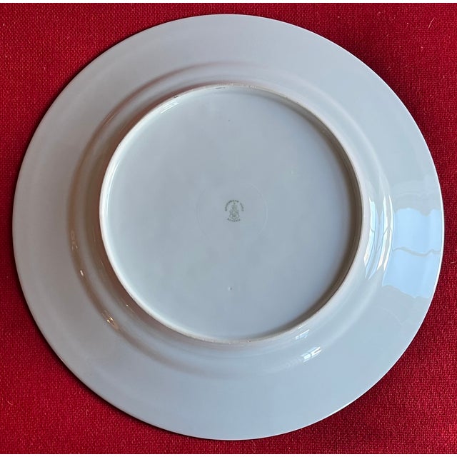 German Cobalt Blue and White Porcelain Dinner Plates With Gold Rims by Hohenberg Ware Hutschenreuther Bavaria - Set of 12 For Sale - Image 12 of 14