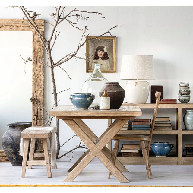 Not Yet Made - Made To Order Matthew Izzo Home Taverna Reclaimed Elm Wood Minimalist Rectangular Dining Table For Sale - Image 5 of 5