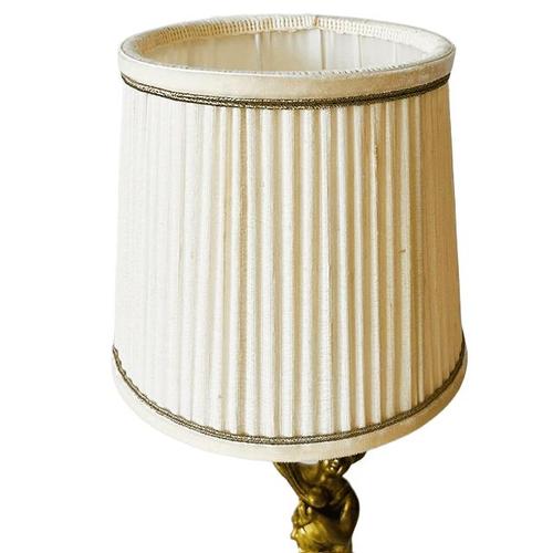 Vintage Hollywood Regency Cherub Table Lamp with Pleated Shade, 1960s For Sale - Image 11 of 13