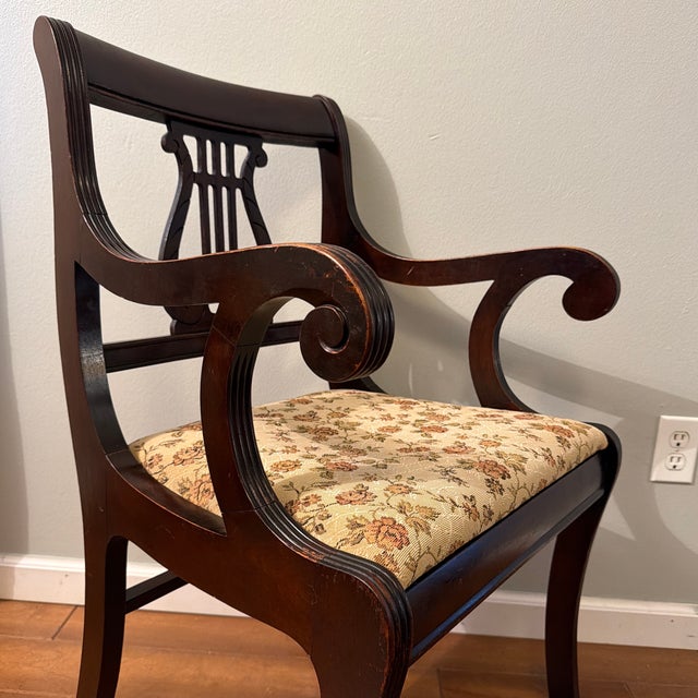 Wood Early 20th Century Tell City Chair Company Harp-Back Chair With Arms For Sale - Image 7 of 12