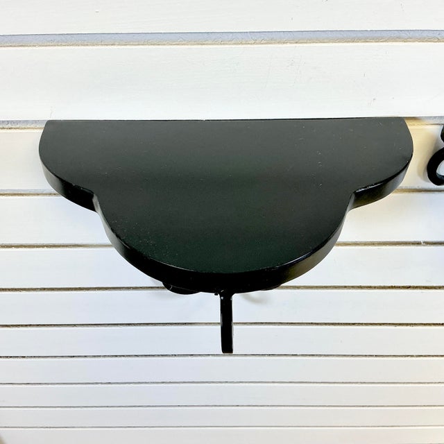 Black 1990s Vintage French Renaissance Style Black Tole Metal Wall Mounted Shelving - A Pair For Sale - Image 8 of 18