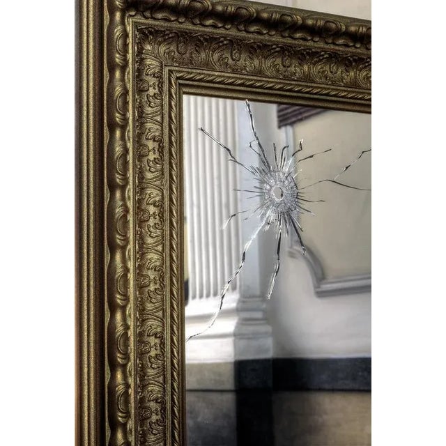 Contemporary Seven Years Wall Mirror with Gold-Plated Wooden Frame by Barberini & Gunnell For Sale - Image 3 of 8