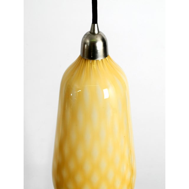 White Mid-Century Italian Yellow & WhiteMurano Glass Pendant Lamp, 1950s For Sale - Image 8 of 9