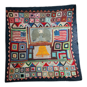 Antique 1940’s 48 Star Flag God Bless America Folk Art Crochet Bed Spread From Collection of Bates Lowry