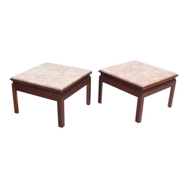 Mid-Century Modern Marble-Top Low End Tables - a Pair For Sale - Image 9 of 9