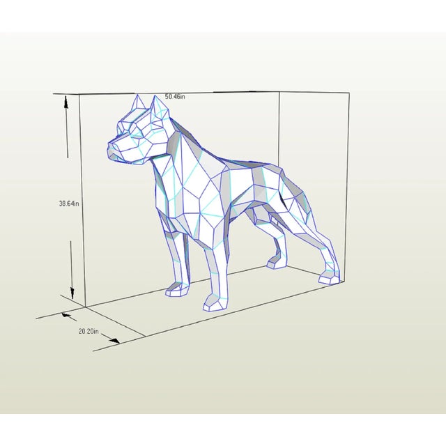 Geometric Pit Bull Sculpture in Graphite Gray - Large Modern Low Poly Steel Dog Statue, Contemporary Floor Art, Ready to Ship Usa For Sale - Image 11 of 13