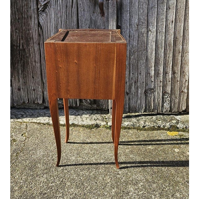 French Marquetry Nightstand in Marble and Wood, 1970s For Sale - Image 16 of 18