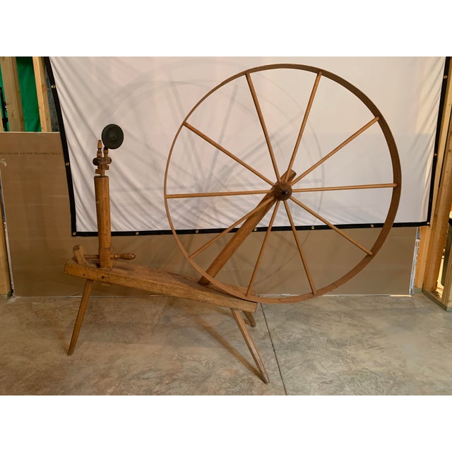 Antique Large Primitive Removable Spinning Wheel Loom Set With