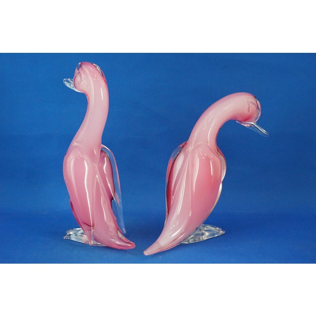 1940s Large 20th Century Ducks in Pink Sommerso Glass by Archimede Seguso, Murano, Italy, Set of 2 For Sale - Image 5 of 18