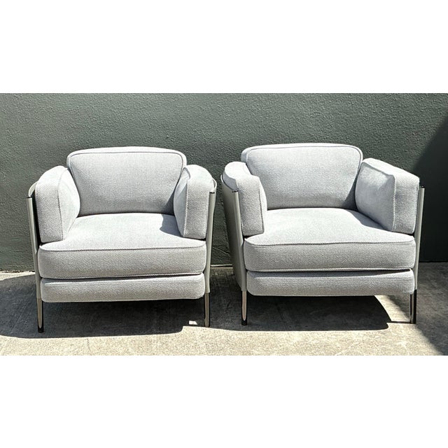 Vintage Italian Minotti Leather Frame “Shelley” Lounge Chairs - A Pair For Sale - Image 9 of 12