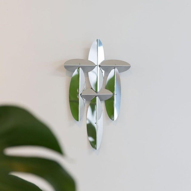 Small Wall Mirror in Polished Aluminum by Martens & Visser For Sale - Image 6 of 7