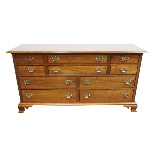 American Stickley Furniture Solid Cherry Early American Traditional Style 70" Triple Dresser 3577 For Sale - Image 3 of 14