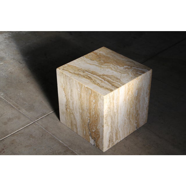 1980s Travertine Marble Cube Side Table or Pedestal Chairish