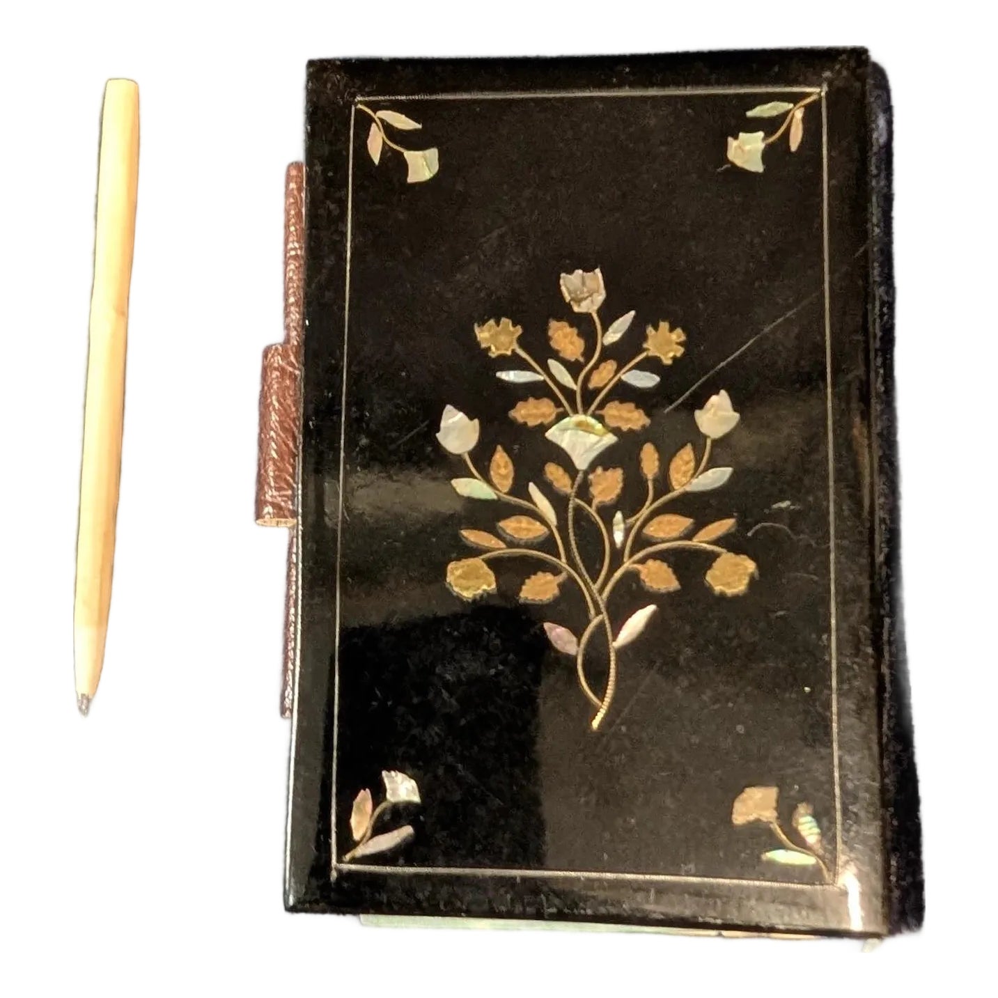 Early 20th Century French Inlaid Notebook | Chairish