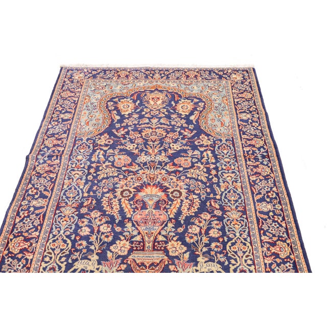 Semi-Antique Hand-Knotted Persian Kashan Rug 4'5" X 6'7" For Sale - Image 4 of 9