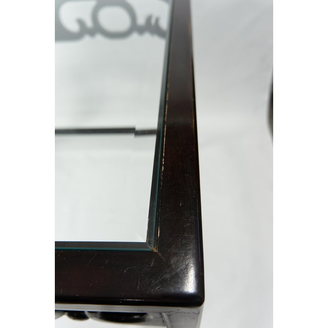 Chinoiserie Fretwork Accent Tables With Glass Top - a Pair For Sale - Image 11 of 12