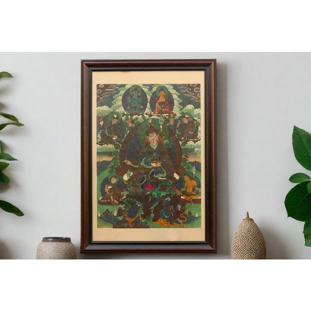 This extraordinary thangka, a vibrant tapestry of Tibetan Buddhist iconography, invites us to contemplate the mystical...